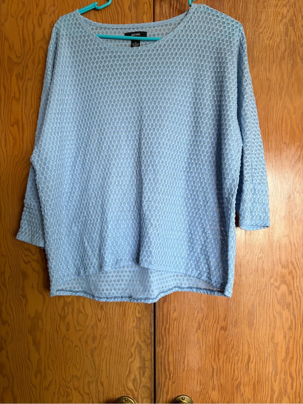 Alfani Pale Blue Textured Crewneck Sweater